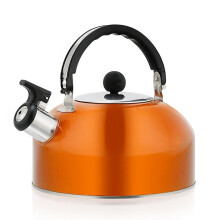 Stainless Steel Whistling Kettle 3L for Camping, Lightweight with Heat-Resistant Orange Handle