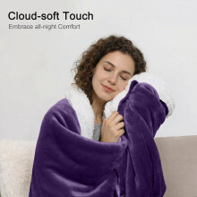 (Purple, Single (130 x 150 cm)) Sherpa Fleece Blanket Bed Throw Reversible Sofa Mink