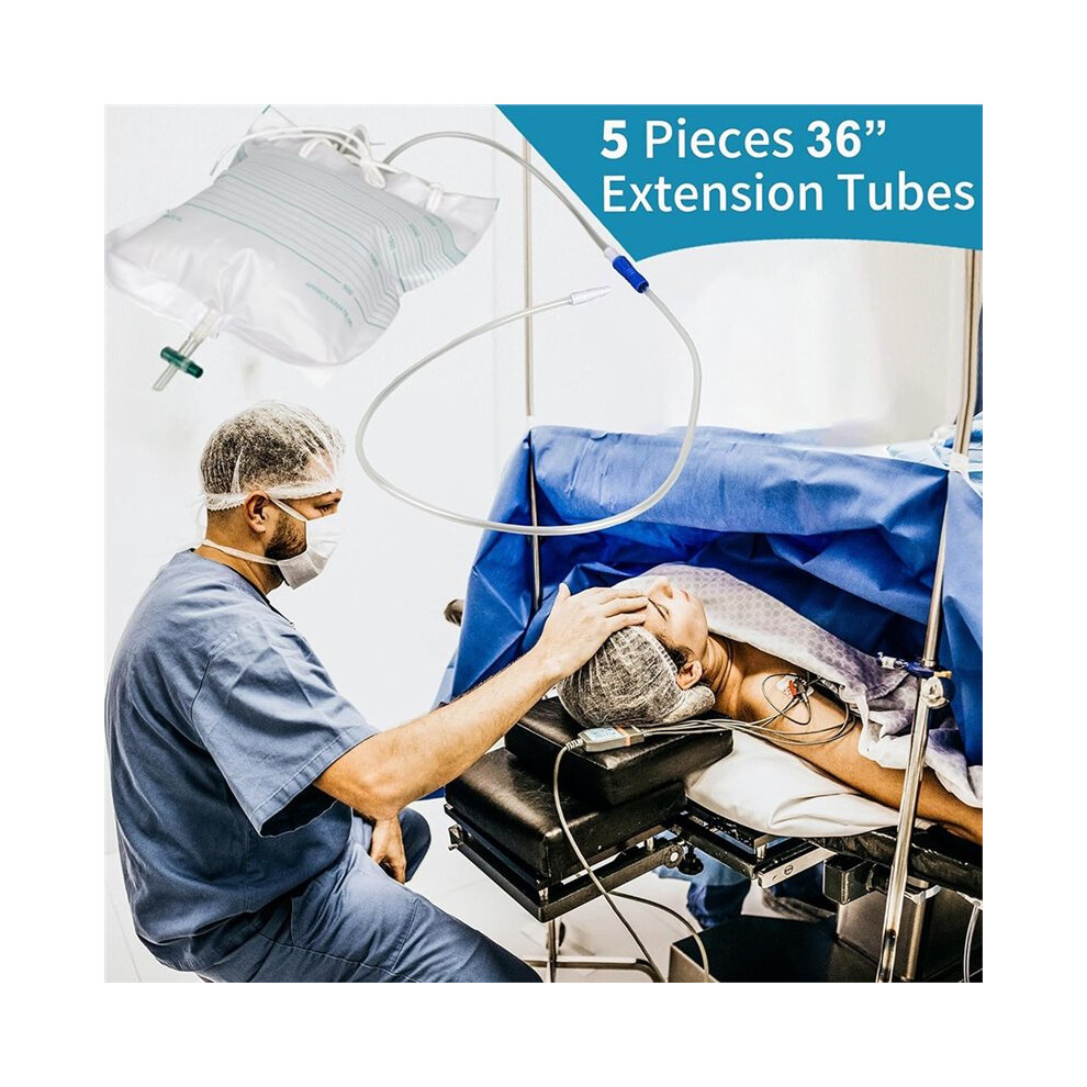 Urinary Drainage Bag Extension Tubing, 36" Flexible Catheter Drain Tube, Universal Drainage Connector 10 Pcs