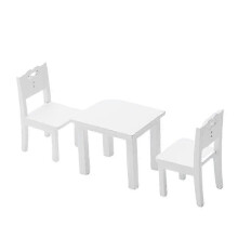 Ensemble miniature de chaise et de bureau en bois pour maison de poupée d'enfant (bleu)