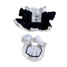 Poppenjurk en schortenset voor poppen van 20 cm, zachte, afneembare outfit van stof.