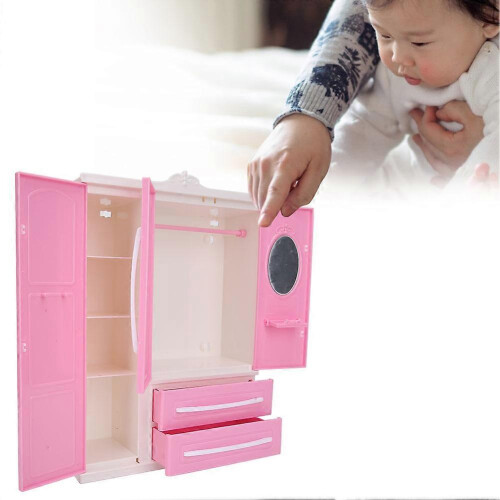 Guarda-Roupa de 3 Portas para Casa de Bonecas Compatível com Bonecas Genéricas 2