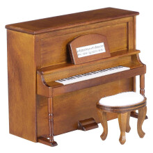 Ensemble piano et tabouret miniatures en bois pour maison de poupée (décoration DIY), couleur marron, longueur 13 cm