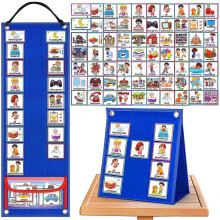Tabla de horarios visuales con 70 tarjetas para niños con autismo, TDAH y TEA. Tablero de fieltro para rutinas diarias.