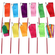 Rhythmic Gymnastics Ribbon with Handle for Baton Twirling Dance Training Equipment 12 Pack