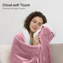 (Pink, King (200 x 240 cm)) Sherpa Fleece Blanket Bed Throw Reversible Sofa Mink
