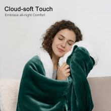 (Emerald Green, Super King (230 x 270 cm)) Sherpa Fleece Blanket Bed Throw Reversible Sofa Mink