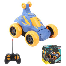 Coche acrobático teledirigido, tracción 4x4, doble cara, giro de 360, luz LED y música, plástico ABS, azul verdoso, para niños.