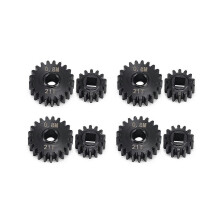 Conjunto de 8 engrenagens de eixo portal em aço endurecido 21T 14T Compatível com Axial 1/10 RC Crawler Scx10 III Capra Preto