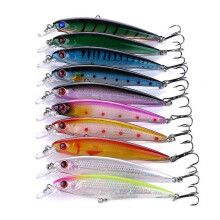 10 Piece Lure Fishing Bait Set for Predatory Fish, 11cm 13.6g Each with 2 Hooks, Eco-Friendly Plastic, 1-2m Diving Depth for Lakes Ponds Rivers Seas