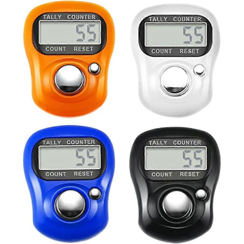Licznik palcowy elektroniczny 5-cyfrowy LCD z regulowanym pierścieniem, 4 sztuki