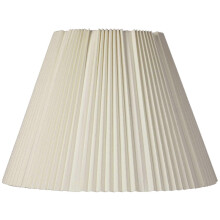 Abat-jour Empire plissé coquille d'œuf, 23 cm en haut, 43 cm en bas, avec harpe et fleuron, mélange de coton écru