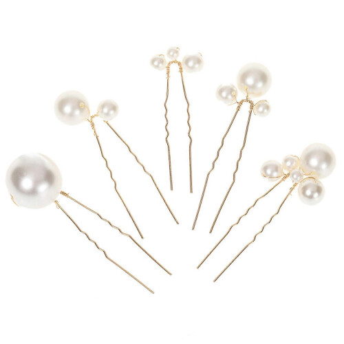 Fermagli per capelli da sposa con perle e strass, a forma di U, 8x2 cm, con perle simulate