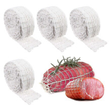 Fleischnetzrolle, 4er-Packung, elastisches Baumwollnetz zum Einwickeln von geräuchertem Fleisch, Geflügel, Schinken, Rindfleisch und Wurstwaren