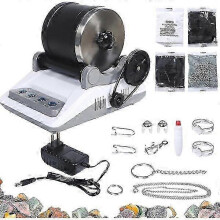 Steenpolijst tuimelaarset, 7-daagse digitale timer met automatische uitschakeling, 4 polijstpoeders voor edelsteenpolijsten hobby, 21 x 14,5 x 16,6 cm