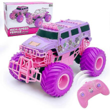 Coche teledirigido a escala 1:12, camión todoterreno RC rosa y morado de 2,4 GHz para niños.