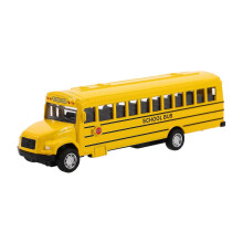 Pull Back School Bus Toys, Die Cast Metal Alloy ABS Friction Powered Model Toy Car for Kids, 14 x 4 x 3.5 cm, Bright Yellow