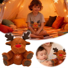 Urso de pelúcia de Natal com movimento de respiração e luz LED, companheiro calmante para crianças de 0 a 3 anos, 30cm de altura