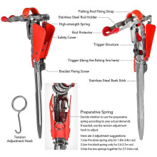Suporte de Vara de Pesca Automático de Mola Dupla, Aço Inoxidável Resistente à Corrosão, com Base de Terra e Ajuste