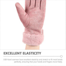 USB verwarmde handschoenen, 3 warmtestanden, 5V USB voeding, leer met koralvlies voering, voor skiën en buitenactiviteiten