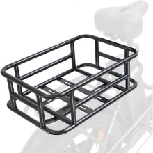 Fahrradkorb für vorne, passend für S-förmige Rahmen QK2, schwarzes Metall, wetterfest, 325 x 150 x 305 mm