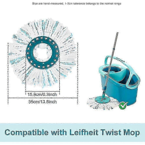 Mop Replacement Heads Compatible with Leifheit Clean Disc Mop Ergo, 2-Pack, Microfibre