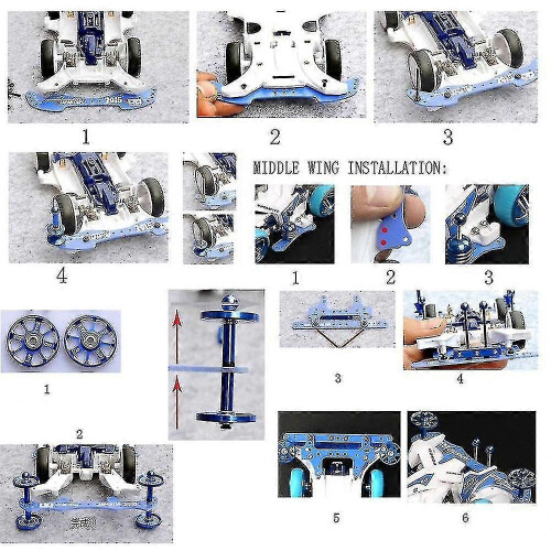 Kit de modification de châssis Tamiya Mini 4WD avec queue de phénix, bleu 2