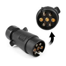 7-poliger Anhängerstecker (männlich), kompatibel mit europäischen Standards für Pkw-, Wohnwagen- und Fahrradanhänger