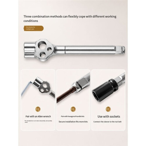 Multi Functional Hex Wrench, Booster Screwdriver,Screwdriver ,Auto Repair Square Socket Wrench, Handle Extension Rod 2