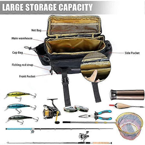 Bolsa de Pesca Impermeável com Suporte para Varas, Nylon Resistente para Água Doce e Salgada 2