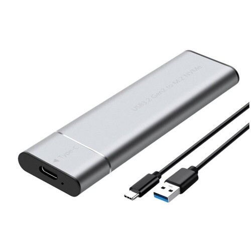 M2 SSD Enclosure NVMe Protocol M.2 Solid State Mobile Hard Disk Box M.2 to USB3.2 Gen2 Type-C 10Gbps SSD Case Silver