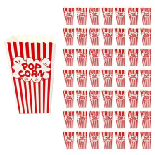 50pcs Red White Striped Popcorn Boxes Fries Cup Snack Containers Movie Night Birthday Wedding Carnival Party Supplies B