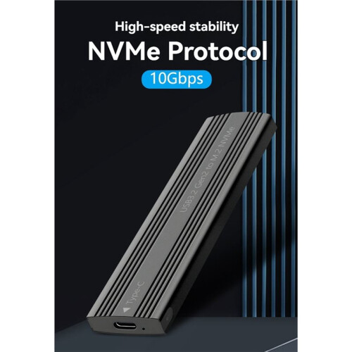 M.2 SSD Enclosure NVMe Protocol M.2 to USB3.2 Gen2 Type-C 10Gbps SSD Case M.2 Solid State Mobile Hard Disk Box Black
