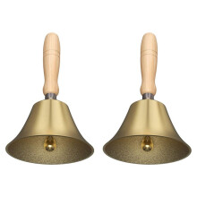 2pcs 4.33 Inch Large Hand Call Bell with Wood Handle,for Kids and Adults,Used for Weddings,School Classroom