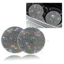 Sottobicchieri per portabevande auto 2 pezzi, diametro 2,75 pollici, silicone antiscivolo con strass brillanti, per interni auto