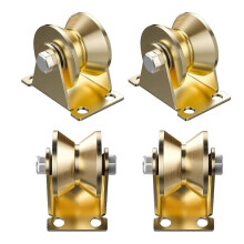 4 x 1.2" V-Groove Pulleys, Double Ball Bearing Snatch Block for Sliding Doors, Gates and Trolleys
