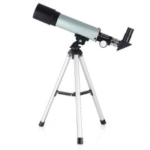 Portable Refraction Astronomical Spotting Scope, 50mm Clear Aperture 360mm Focal Length, with Aluminium Alloy Tripod, Silver