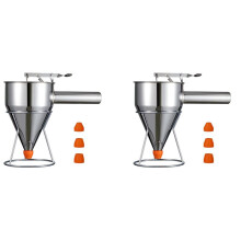 2X Pancake Batter Dispenser, Multi-Caliber Stainless Steel Funnel Cake Dispenser with Stand Great for Pancakes,Baked