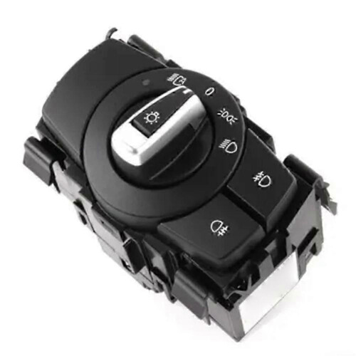 Interruptor de faro, botón giratorio Compatible con BMW Serie 1 3 X1 E81 E87 E90 E91 E92 E84, material plástico+PC, reemplazo directo, negro 1