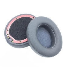 2 stuks zachte, ademende leren koptelefoonhoesjes, compatibel met Beats Studio 2 3 in titaniumgrijs.