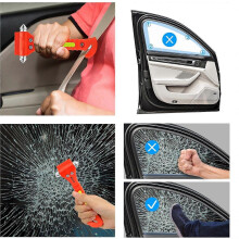 Car Window Breaker and Seatbelt Cutter, Emergency Escape Tool with Reflective Strip
