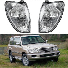 Juego de Luces de Esquina Delantera Compatible con Toyota Land Cruiser 100 1998-2005, Carcasa Plástico Negro Blanco