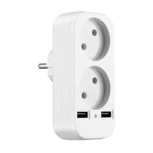 Tomada de Viagem com Proteção Infantil, Material PP Resistente ao Fogo, Condutor de Cobre, Design Compacto e Branco