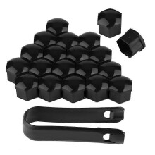 20pcs 17mm Wheel Nut Locking Covers Black Nylon PA66 Compatible with Car Hub Screws