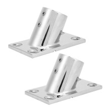 Bootsreling-Befestigungsstück, kompatibel mit 1 Zoll/25 mm Außendurchmesser-Rohren, 60 Grad, rechteckiger Sockel aus Edelstahl 316