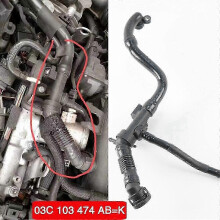 Mangueira de ventilação de plástico preto Compatível com VW CC 1.4T B7, sem ferramentas para instalação, número da peça EA111 03C103474AB