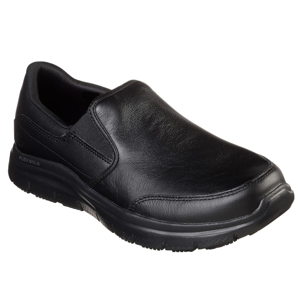 Skechers (13 Uk, Black) Mens Leather Flex Advantage Sr - Bronwood Slip On Shoes