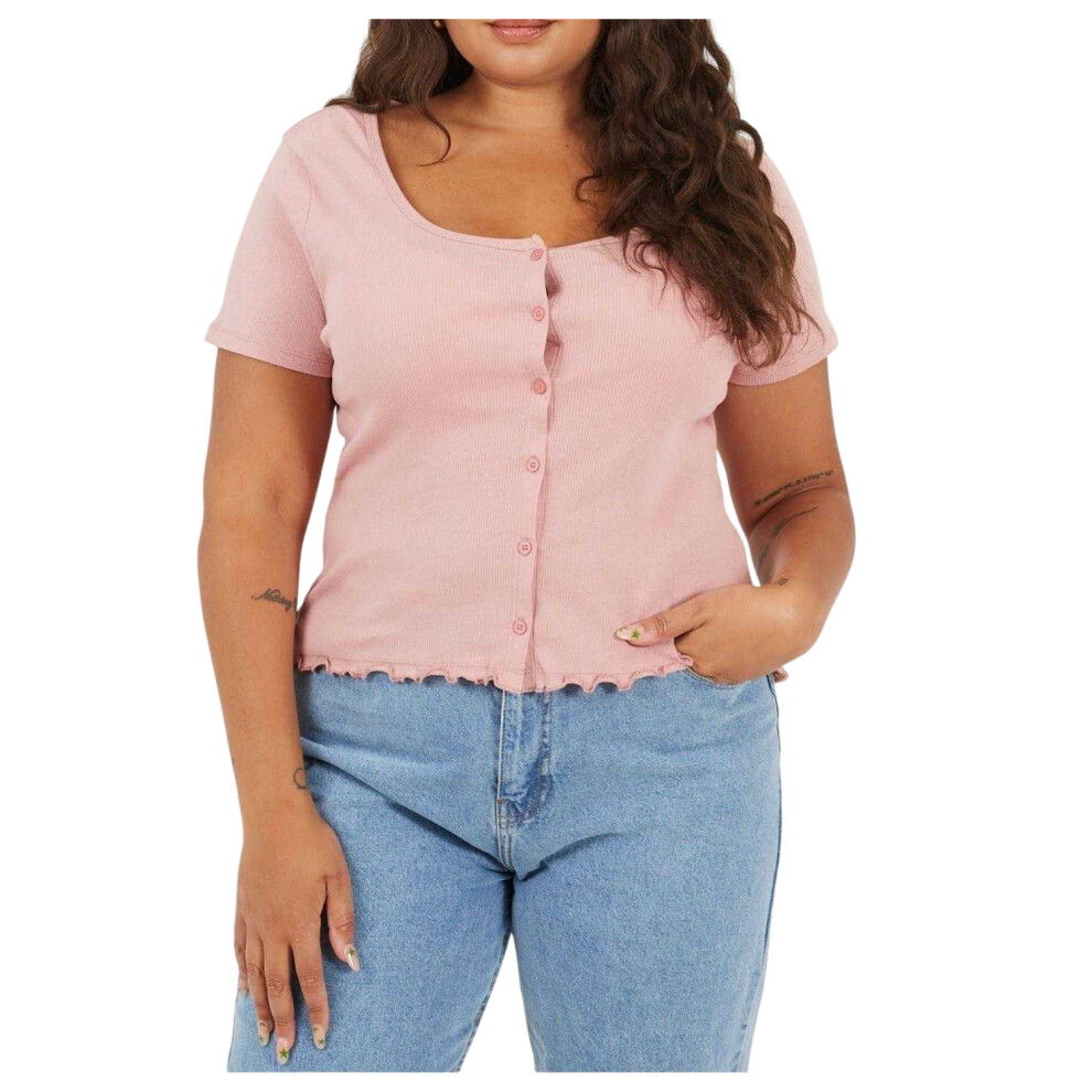 Brave Soul (22 Uk, Dusty Rose) Womens/Ladies Ribbed Plus T-Shirt