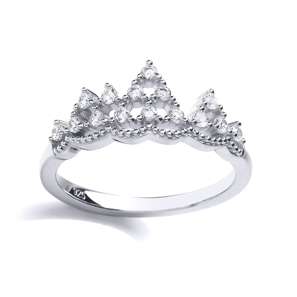 Jewelco London (R) Ladies Sterling Silver Cubic Zirconia Mountain King Crown Dress Ring - Gvr801