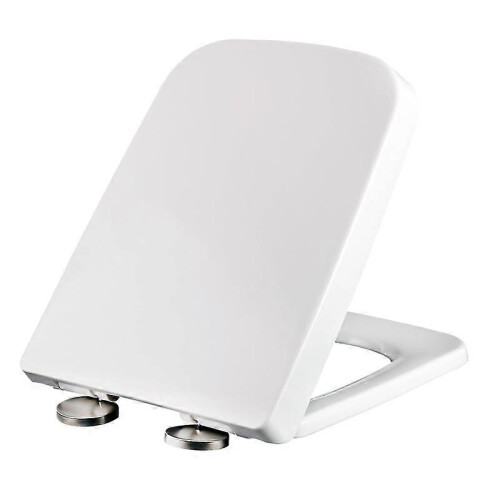 Square Toilet Seat Soft Close Quick Release Universal Fit White Polypropylene Durable
